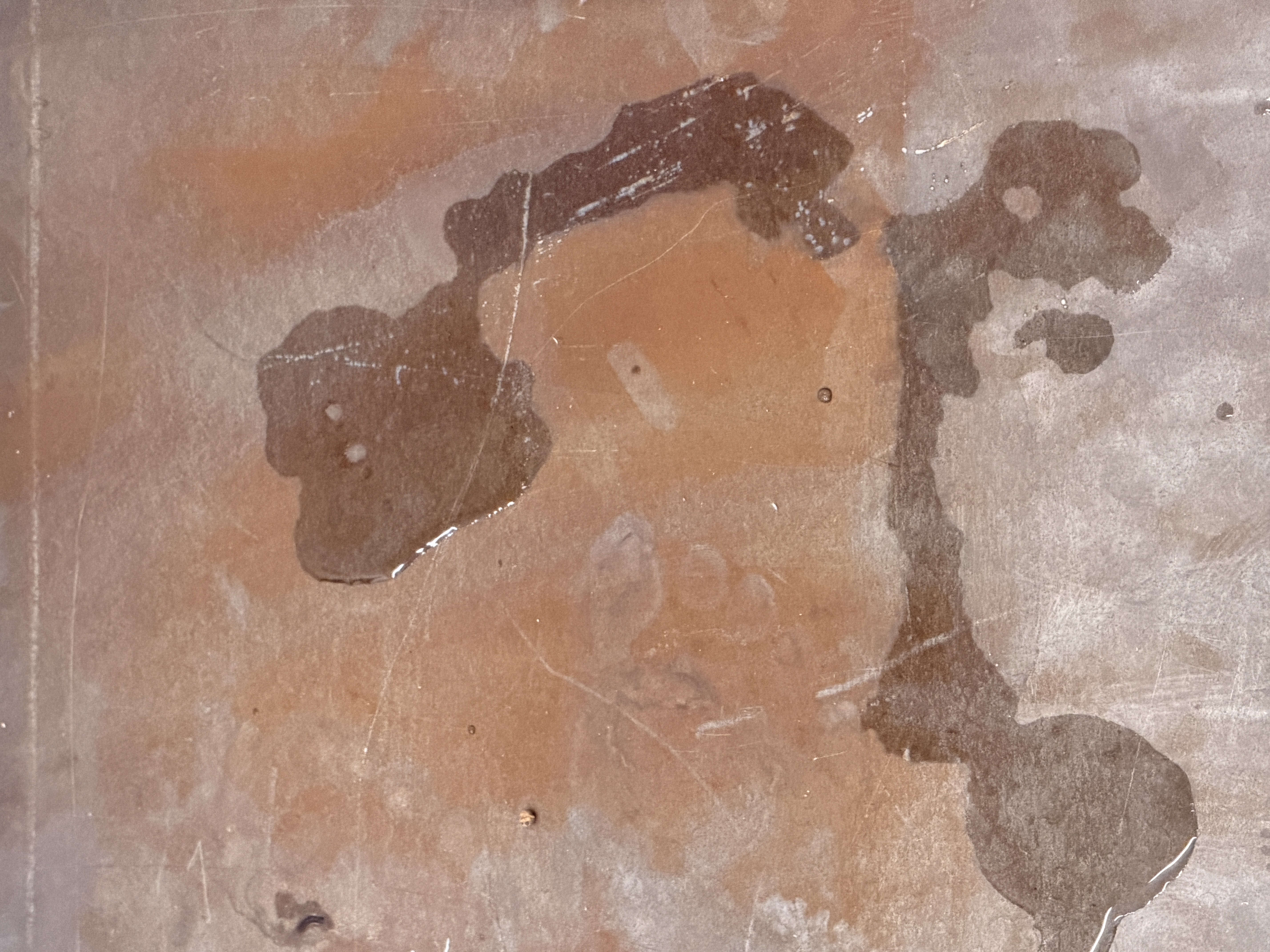 The Wake of the Body by oneg - ephemeral wet footprint traces on steel surface exploring presence and absence